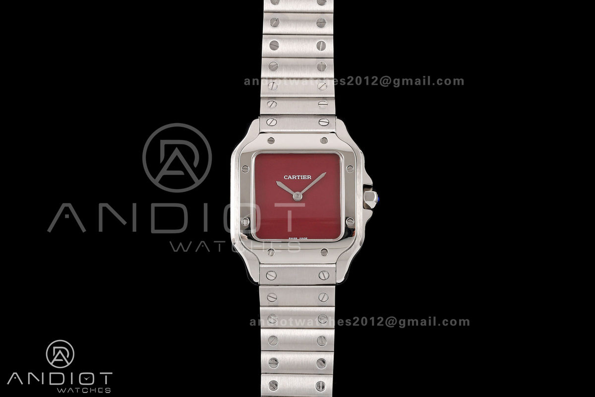 Santos 27mm SS 8848F 1:1 Best Edition Red Dial on SS Bracelet Quartz